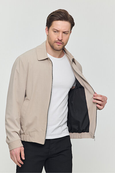 STONCS Ανδρικό μπουφάν με γιακά από βαμβακερό μπεζ πουκάμισο