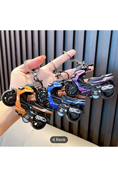 Areos Stylish Cartoon Motorcycle Keychain - Durable Zinc Alloy