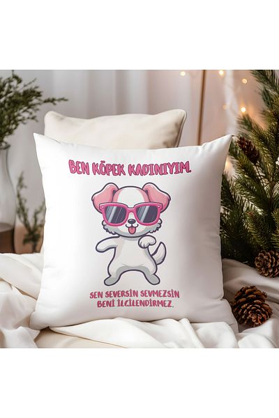 qoeuyl boutique I'M a Dog Lady Printed Funny Gift Fiber Filled Satin Decorative Pillow