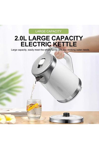 COOYA Electric Kettle, 2L Double layer Anti-scald, 360-Degree Cord, Auto Shut-Off, Boil-Dry Protection