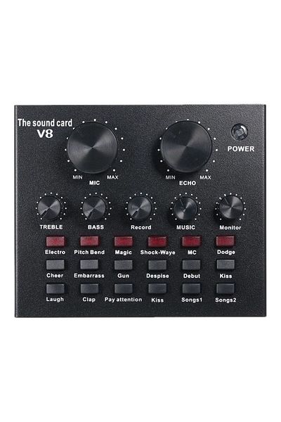 COOYA Professional Intelligent Volume Adjustable Audio Mixer Live V8s Sound Card Black