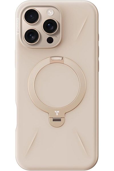 TORRAS حامل مغناطيسي دوار 360 درجة لهاتف iPhone 16 Pro Max، Magsafe، Mil-STD، PC، حامل مقاوم للصدمات - ذهبي صحراوي