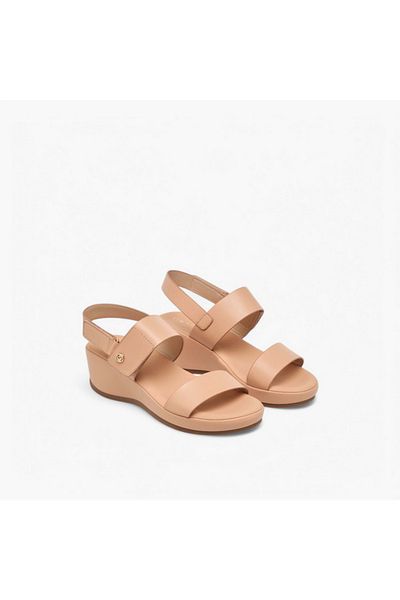 Paprika Solid Open Toe Wedge Heel Sandals with Hook and Loop Closure