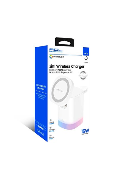 ACL AW13 3In1 15 Watt Kaanabilir Wireless Şarj Standı