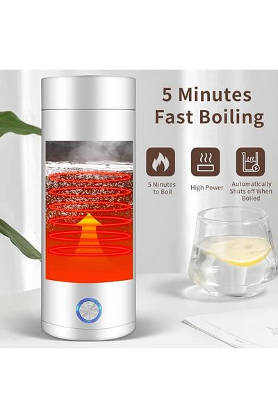 COOYA Portable Travel Kettle, 400ML, 3 in 1 Electric Heating Cup, Fast Boil, Auto Shut Off Heating(White)
