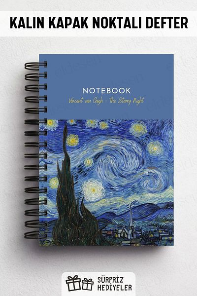 Eldesen Tasarım Spiral Thick Cover Dotted Notebook, A5 Size 80 Sheets 160 Pages, Dotted Notebook