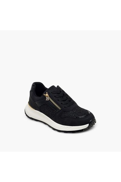Flora Bella by Shoexpress Flora Bella Glitter Panelled Sneakers with Lace-Up Closure