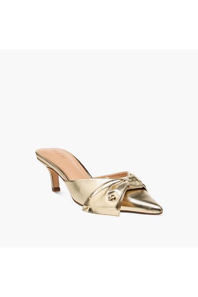 Celeste Women's Bow Accent Slip-On Shoes with Kitten Heels