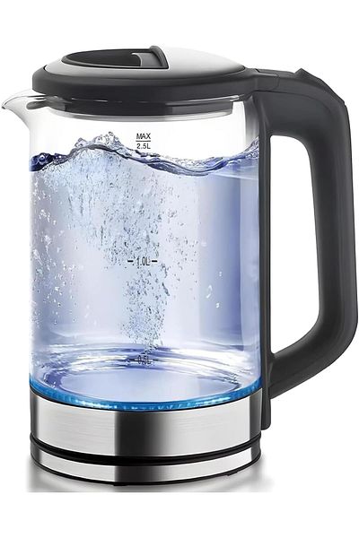 COOYA 1500W Stainless Steel Electric Kettle,2.5L,Auto Shut-Off and Boil-Dry Protection,360° Swivel Base