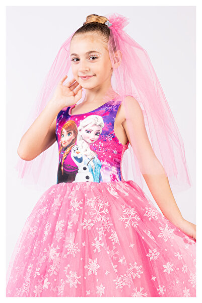 wuza KARLAR KRALİÇESİ PRENSES ELSA ELBİSESİ, KABARIK TÜLLÜ ÇOCUK DOĞUM GÜNÜ V...