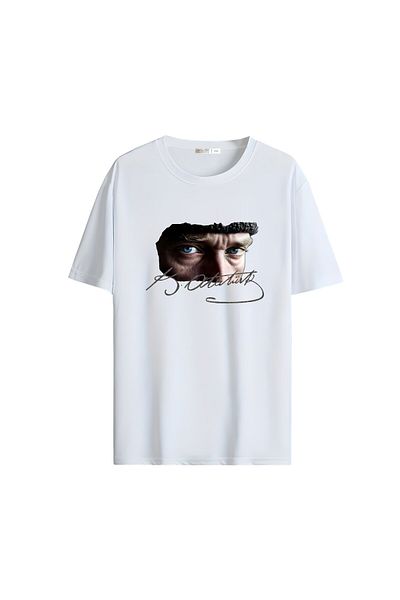 Gölge Store Red White Homeland Love Flag and Atatürk Printed Oversize Unisex T-Shirt 1295