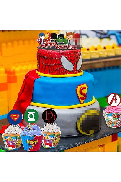 Ksopsdey Set of 42 cake decorations for Ksopsdey children's party, paper, multicolor