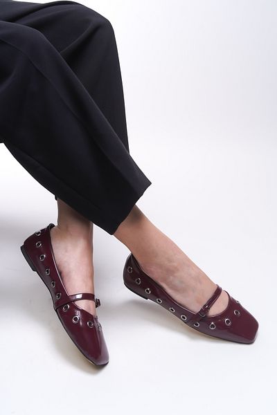 Riccon Balerini Thelmurn pentru femei 0012900   Piele lacuita rosie Claret