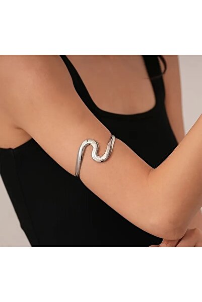 Redhead Gümüş Renk Dalga Kol Bilezik