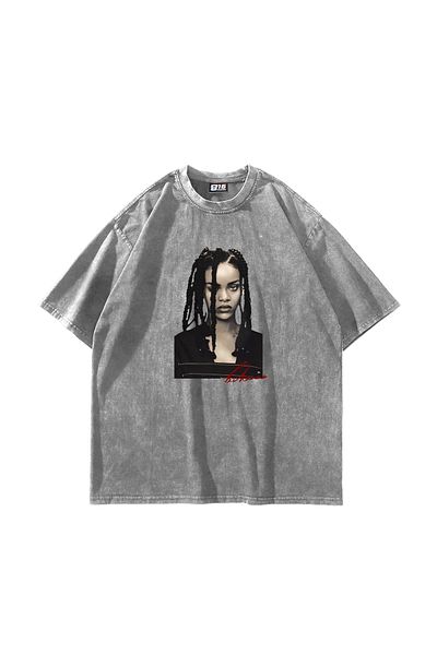 Sekizbiraltı Λευκό μπλουζάκι Rihanna Printed Oversize Unisex που πλένεται