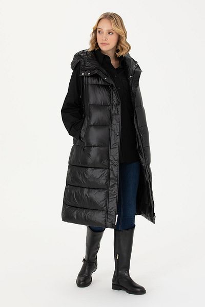 U.S. Polo Assn. Black Women's Vest with Hooded Belt Detail 1685430