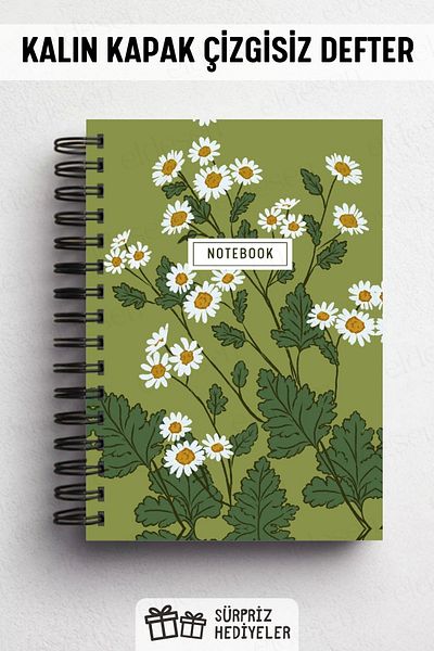 Eldesen Tasarım Spiral Thick Cover Unlined Notebook, A5 Size 80 Sheets 160 Pages, Unlined Notebook