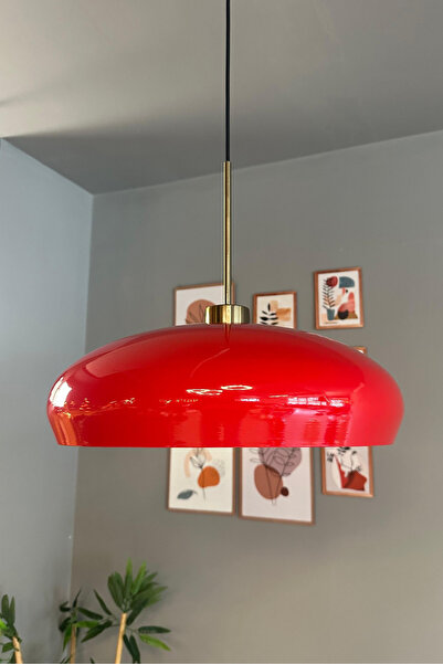 Bamyum Estrela Kırmızı Tekli Avize İnce Eskitme Başlık Iç Mekan Aydınlatma Dekoratif Mutfak Cafe Salon