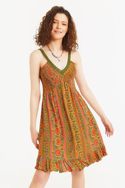 Los banditos Rochie etnică florală de vară cu modele autentică