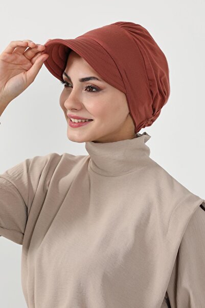 Aisha's Design Combed Cotton Hat with Visor, B-73, Cinnamon