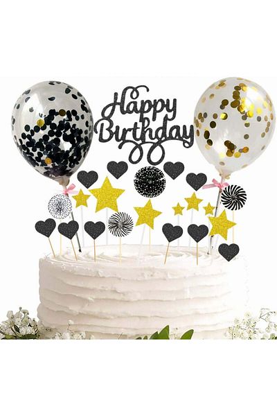 Huoberr Set of 24 Cake Decorations, Cardboard/latex, Multicolor