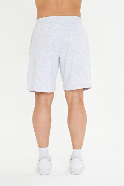 The Champ Clothing Ανδρικό βαμβακερό σορτς μέχρι το γόνατο σε γκρι μελανζέ – Άνετη εφαρμογή, με κορδόνι και διπλές τσέπες,