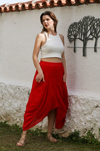 Chiccy Червона спідниця з кишенями, тонкою підкладкою, двошарова на резинці, ...