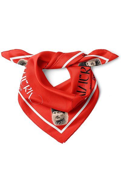 nehir eşarp Ataturk Written & Portrait Bandana Scarf 50 X 50 cm