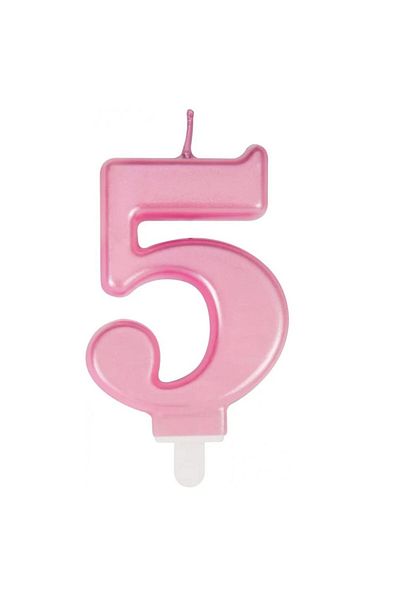 Uvtqssp Uvtqssp cake candle, number 5, wax, pink, 8 cm