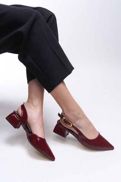 Riccon Pantofi cu toc Iohsevel pentru femei 0012124   Piele lacuita rosie Claret