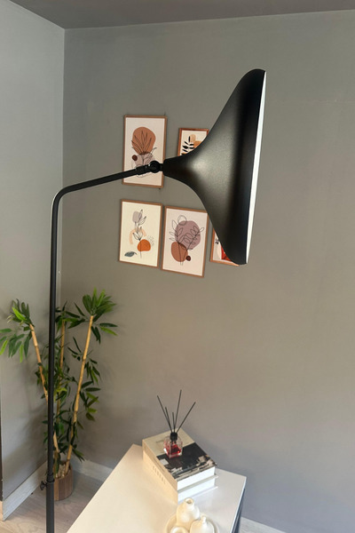 Bamyum Siyah Lambader Düz Hareketli Başlık Modern Dekoratif Metal Oturma Odası Çalışma Odası