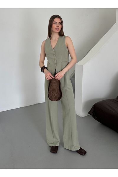 Laluvia Çağla Lavin 100% Cotton Vest Trouser Set - 8347