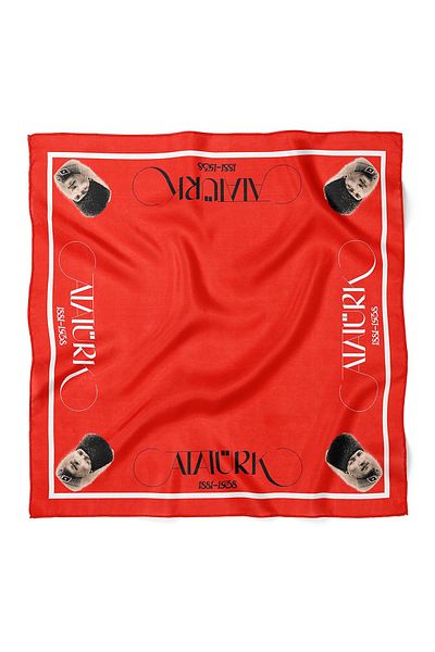 nehir eşarp Ataturk Written & Portrait Bandana Scarf 50 X 50 cm