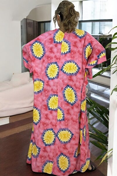 yagmurberen Extra Large Size Cotton Viscose Dress - Crew Neck, Low Sleeve, Size 58-64