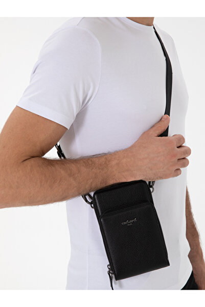 Cacharel Men's Black 100% Leather Shoulder Bag 50305338-Vr046