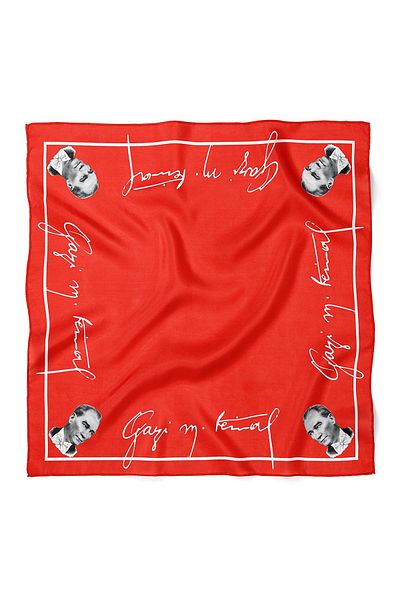 nehir eşarp Ataturk Signature & Portrait Bandana Scarf 50 X 50 cm