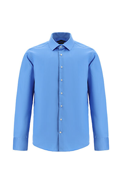 Abdullah Kiğılı Uzun Kol Slim Fit Dar Kesim Klasik Non Iron Saten Pamuk Gömlek