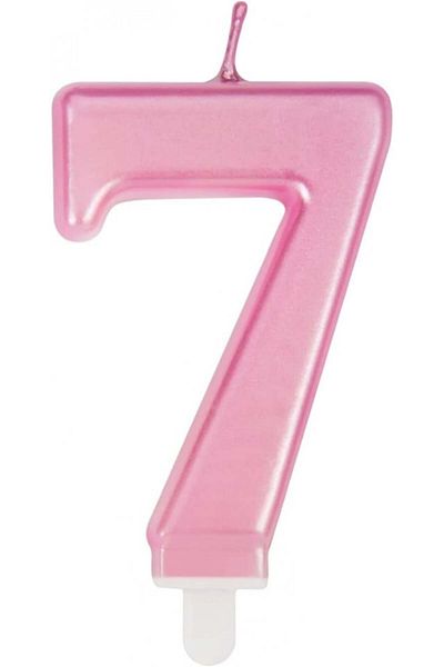 Uvtqssp Uvtqssp cake candle, number 7, wax, pink, 8 cm