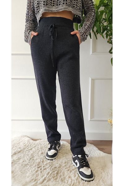 Dilvin Lace-Up Knitwear Trousers with Elastic Waist