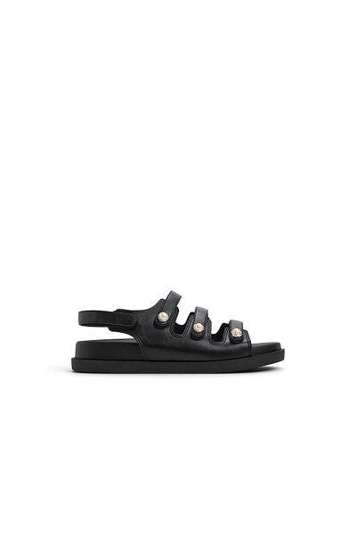 Call it Spring Black Pearlle Flat Sandals For Women