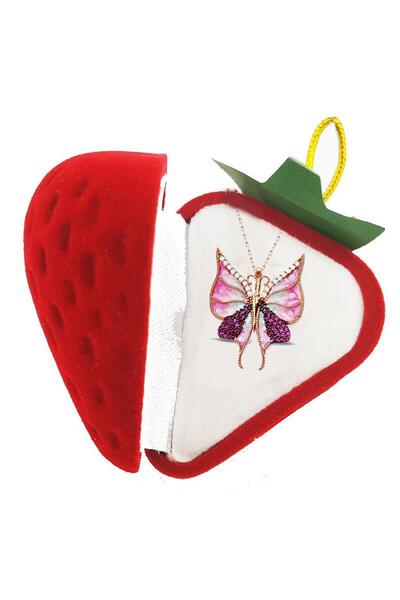 PİGADO 925 Ayar Gümüş Özel Kadife Çilek Kutusunda Figürlü Kolye