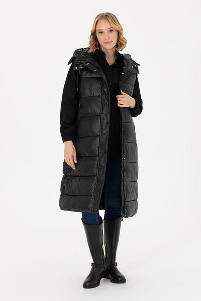 U.S. Polo Assn. Black Women's Vest with Hooded Belt Detail 1685430