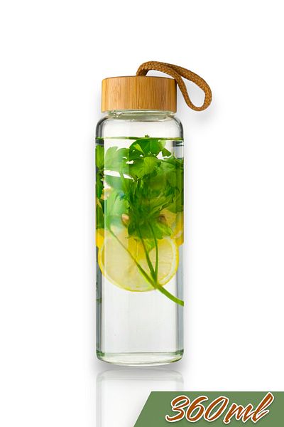 Kitchen Way Bamboo Lid Drawstring Glass Flask Kw-344 Series