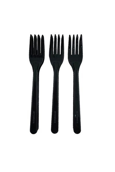 Home 100 L Champagne Black Thick Plastic Fork