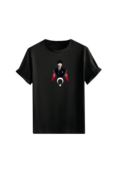 Gölge Store Κόκκινο και λευκό μπλουζάκι Unisex με σημαία Patriotic Love και Atatürk 1387