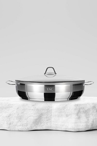 Taç Bengü Pro Flat Steel Pot 34 cm
