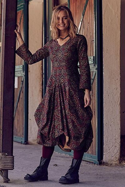 Los banditos Rochie cu mânecă lungă, asimetrică, cu decolteu în V