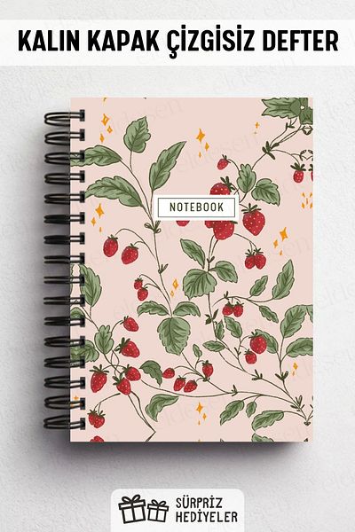 Eldesen Tasarım Spiral Thick Cover Unlined Notebook, A5 Size 80 Sheets 160 Pages, Unlined Notebook