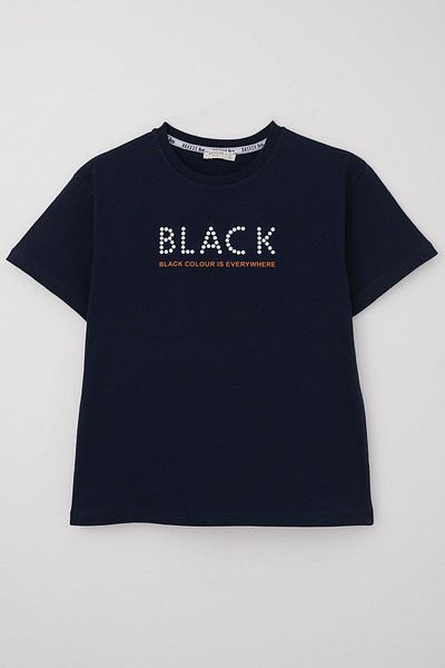Breeze Boy's T-Shirt with Embossed Text Printed, 9-14 Years Old, Navy Blue