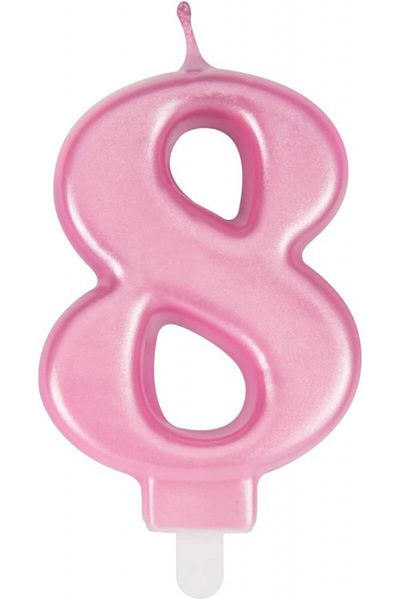 Uvtqssp Uvtqssp cake candle, number 8, wax, pink, 8 cm